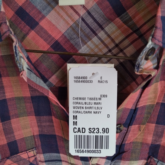 Forever 21 coral navy button up woven shirt, medium, Nwt - Picture 3 of 5
